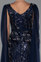 Robe de Soirée Longue Perlé Bleu Marine ABU5248