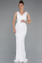 Robe Queue De Poisson Squameuse Longue Blanc ABU3842