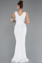 Robe Queue De Poisson Squameuse Longue Blanc ABU3842