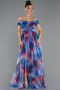 Robe de Soirée Longue Bleu Saxe ABU5262