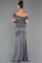 Robe De Soirée Perlé Longue Anthracite ABU5183