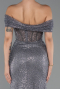 Robe De Soirée Perlé Longue Anthracite ABU5183