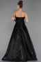 Robe de Soirée Longue Satin Noir ABU5264