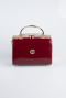 Sac de Soirée Cuir Verni Rouge Bordeaux KC170