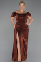 Robe de Soirée Grande Taille Longue Cuivre ABU2658