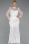 Robe De Fiançailles Grande Taille Longue Blanc ABU4527