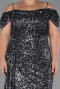 Robe De Soirée Grande Taille Longue Anthracite ABU5232