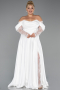 Robe Grande Taille Longue Satin Blanc ABU5261