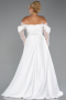 Robe Grande Taille Longue Satin Blanc ABU5261