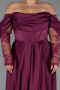 Robe Grande Taille Longue Satin Prune ABU5261