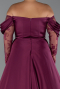 Robe Grande Taille Longue Satin Prune ABU5261