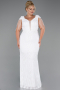 Robe De Fiançailles Grande Taille Longue Blanc ABU4821