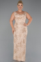 Robe Grande Taille Perlé Longue Or ABU5190