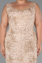 Robe Grande Taille Perlé Longue Or ABU5190