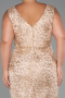 Robe Grande Taille Perlé Longue Or ABU5190