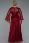 Robe De Soirée Grande Taille Longue Perlé Rouge Bordeaux ABU5243