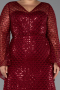 Robe De Soirée Grande Taille Longue Perlé Rouge Bordeaux ABU5243