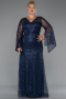 Robe De Soirée Grande Taille Longue Perlé Bleu Marine ABU5243