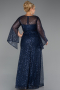 Robe De Soirée Grande Taille Longue Perlé Bleu Marine ABU5243