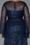 Robe De Soirée Grande Taille Longue Perlé Bleu Marine ABU5243
