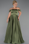 Robe de Soirée Grande Taille Longue Satin Kaki ABU5251