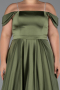 Robe de Soirée Grande Taille Longue Satin Kaki ABU5251