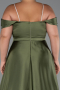 Robe de Soirée Grande Taille Longue Satin Kaki ABU5251