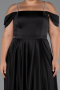 Robe de Soirée Grande Taille Longue Satin Noir ABU5251