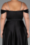 Robe de Soirée Grande Taille Longue Satin Noir ABU5251