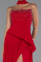Robe de Soirée Longue Mousseline Rouge ABU5280