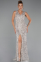 Robe de Soirée Longue Beige ABU5281