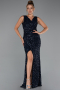 Robe de Soirée Longue Bleu Marine ABU5281