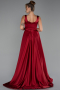 Robe De Soirée Satin Longue Rouge Bordeaux ABU4715
