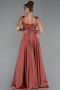Robe De Soirée Satin Longue Marron clair ABU5136