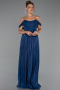 Robe de Cérémonie Longue Mousseline Bleu Marine ABU5283