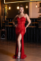 Robe de Soirée Longue Perlé Rouge ABU5292