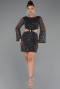 Robe De Soirée Courte Squameuse Noir ABK2438