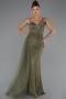 Robe de Soirée Longue Perlé Kaki ABU5297