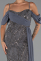 Robe de Soirée Longue Perlé Anthracite ABU5316