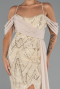 Robe de Soirée Longue Perlé Beige ABU5316