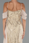Robe de Soirée Longue Perlé Beige ABU5316