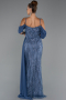 Robe de Soirée Longue Perlé Indigo ABU5316
