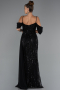 Robe de Soirée Longue Perlé Noir ABU5316