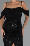 Robe de Soirée Longue Perlé Noir ABU5316