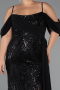 Robe Grande Taille Longue Perlé Noir ABU5319