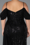 Robe Grande Taille Longue Perlé Noir ABU5319