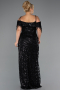 Robe De Soirée Grande Taille Longue Perlé Noir ABU5326