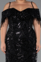 Robe De Soirée Grande Taille Longue Perlé Noir ABU5326