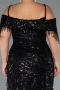 Robe De Soirée Grande Taille Longue Perlé Noir ABU5326