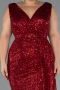 Robe De Soirée Grande Taille Squameuse Longue Rouge ABU3194